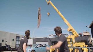 Slicing a car with a giant knife!