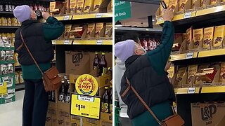 Emotional Videos Shows Older Woman Shopping With Magnifying Glass