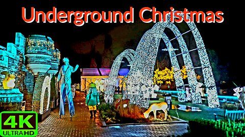 【4K】Underground tunnel Christmas lights and decorations Toronto Canada