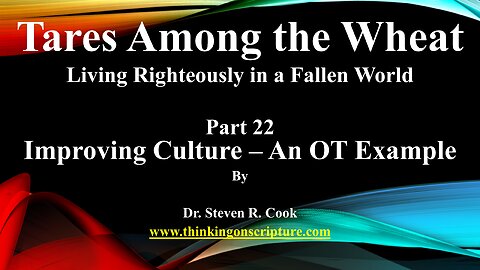 Tares Among the Wheat - Part 22 - Improving Culture – An OT Example