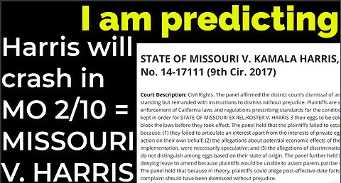 I am predicting: Harris will crash in Missouri Feb 10 = MISSOURI VS HARRIS prophecy