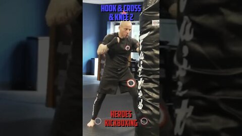Heroes Training Center | Kickboxing & MMA "How To Double Up" Hook & Cross & Knee 2 | #Shorts
