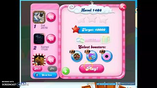 Candy Crush Level 1408 Audio Talkthrough, 1 Star 0 Boosters