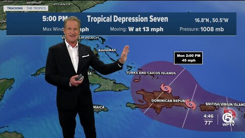 Tropical Depression Seven, 5 p.m. on Sept. 14, 2022