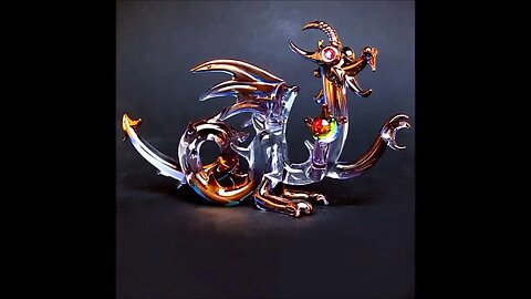 THIS MY Dragon STORY OF Medieval Hand Blown Glass Figurine Crystal Gold