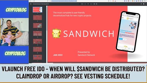 Vlaunch Free IDO - When Will $SANDWICH Be Distributed? Claimdrop Or Airdrop? See Vesting Schedule!