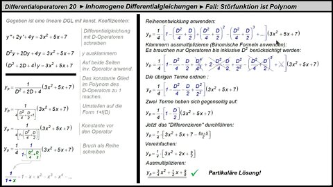 Differentialoperatoren 20 ► Inhomogen Differentialgleichung ► Störfunktion ist Polynom