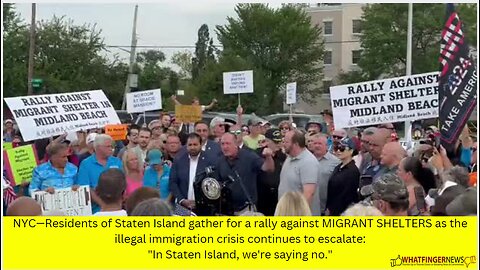 NYC—Residents of Staten Island gather for a rally against MIGRANT SHELTERS