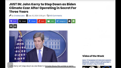 John Kerry to Step Down as Biden Climate Czar After Operating in Secret For Three Years