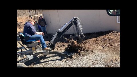 Jansen MB300 towable backhoe digging hardwood roots, walkaround & fresh air.