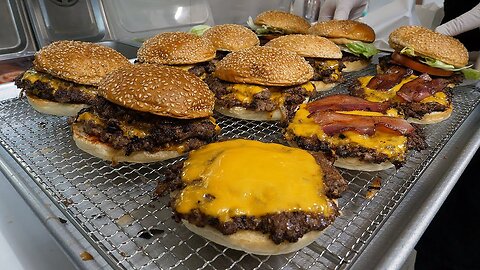 미국식 어니언 더블 치즈버거 _ american style onion double cheeseburger - korean street food