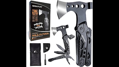 Multitool Accessories Gifts 16 in 1 Improved Multi-Tool Survival Gear with Axe Hammer