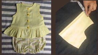 Simple and cute born baby dress cutting and stitching