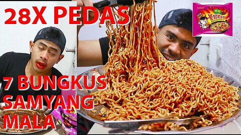 TRAGIS!!! MUKBANG 7 PACKS SAMYANG MALA SUPER PEDAS 28X LEBIH PEDAS