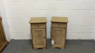 Pair Of Slim Antique Pine Bedside Cupboards (Y2351C) @PinefindersCoUk