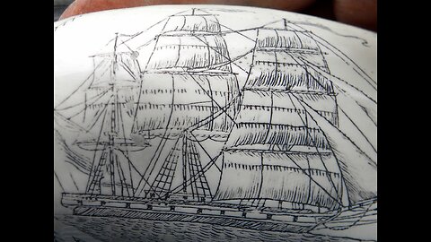 Sperm Whale Tooth Replica Scrimshaw 7 Inches Long "The Comet"