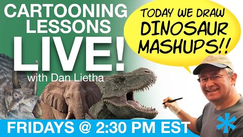 Cartooning Lessons LIVE with Dan Lietha! DRAWING DINOSAUR MASHUPS!