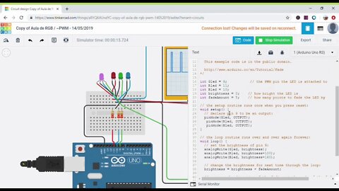 Arduino PWM Signals Used to Fade RGB LED - Simple Fading RGB Mood Light Wiht Tinkercad Simulation