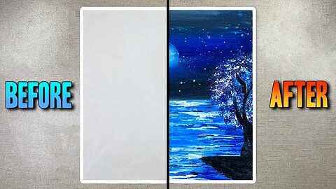 Moonlight in a Beautiful Night - Watercolour Painting for Beginners