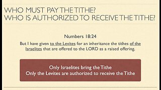 The Tithe as a Foreshadowing of the Messiah: Video 05 - Who pays and received the Tithe?