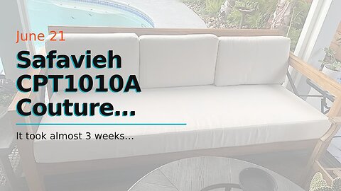 Safavieh CPT1010A Couture Curacao Brazilian Teak Outdoor 3-Seat Patio Sofa, NaturalWhite
