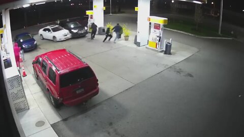 WXYZ-TV DETROIT | Surveillance shows wild altercation at gas station in Belleville | FULL VIDEO