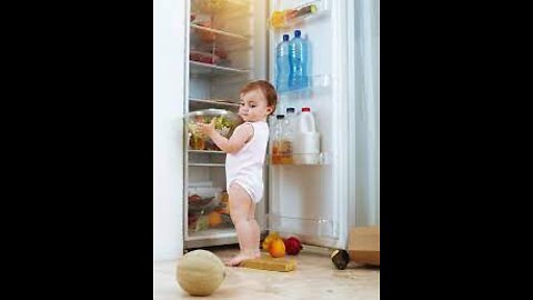 when baby open the fridge