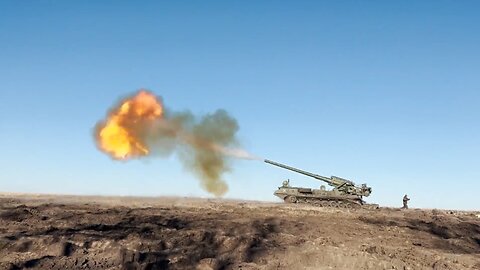 Work of the 203-mm howitzer "Malka" on the Ukro-Nazi positions