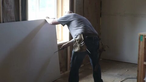 Hanging Drywall At The Arcade Day 1 / Watch The Old Bald Guy Sweat