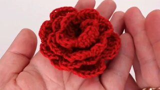 How to crochet simple 3D flower rose tutorial by marifu6a