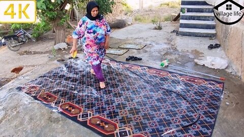 washing carpets at home | washing carpets at village (4k)