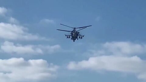 Russian Ka-52 Helicopter Flying Extremely Low Spots Camouflaged Equipment & Destroys It