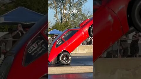 Chevy Powered Ford Pinto Wheelstand Crash at Byron Dragway Wheelstand Contest