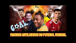 Maiores artilheiros da história do futebol: Ronaldo - Pelé - Messi.