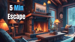 Rain & Thunder Sounds With Crackling Fireplace | 5 Min Escape to a Cozy Cabin: