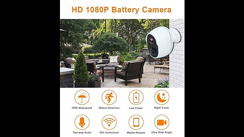 CPVAN Outdoor Security Camera Wireless with Solar Panel, 1080P HD CCTV Camera, Rechargeable Bat...