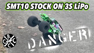 SMT10 Grave Digger Stock Electronics On 3S - DON'T TRY THIS AT HOME KIDS!