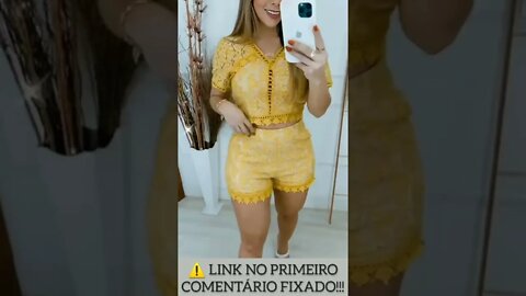 Roupas Femininas" conjunto Cropped e shorts Gripir, Manguinha Forrada/ shopee