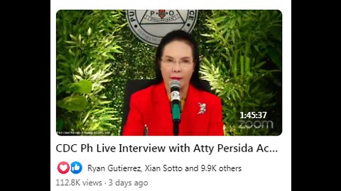 Atty.Persida Acosta interviewed by CDC PH - Irrefutable DATA: VAC666INE = DEPOPULATION