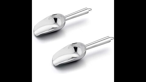 8 Ounce Ice Scoop Set of 2, E-far Stainless Steel Scoops for Ice CubeCandyFlourSugar, Metal...