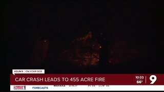 Car crash leads to 455 acre fire