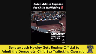 Senator Josh Hawley Gets Regime Official to Admit the Democrats' Child Sex Trafficking Operation