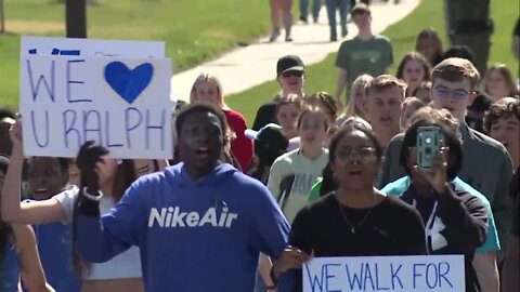 Staley High School students gathered for a unity walk for classmate Ralph Yarl