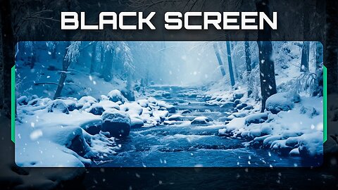 Snowfall in Enchanted Forest | Thunderstorm Sounds, Relaxing River Sound, Wind | Black Screen 4K