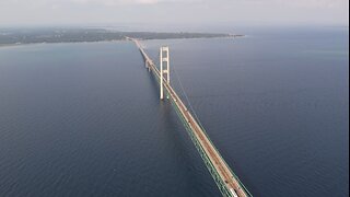 The Mackinac Bridge & Mackinaw City - Bird's-eye View