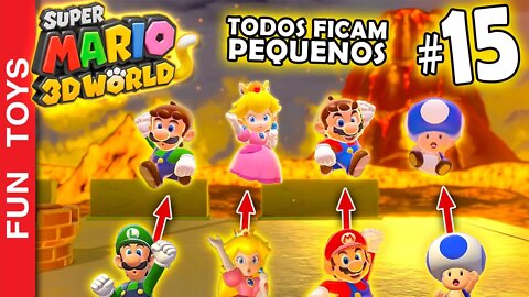 Super Mario 3d World #15 - TODOS FICAM PEQUENOS neste gameplay IRADO com QUATRO jogadores! 😂