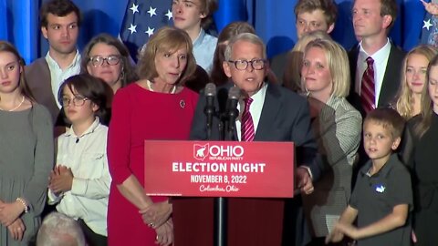 Mike Dewine speaks after projected reelection as Ohio's governor