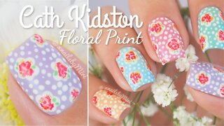 Cath Kidston Inspired Floral Print _ using nail art brushes from Nailbees