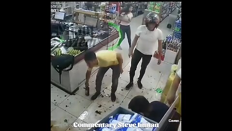 Store employees deliver a Beatdown Buffet for a robber