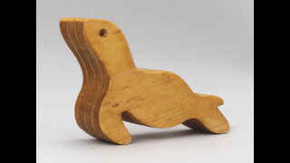 Wood Toy Seal Cutout Handmade and Finished With Amber Shellac from the Itty Bitty Animals Collection